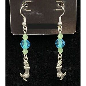 Handmade Mermaid with Aqua & Sea Foam Green Glass Bead Earrings by Neanie-Bot